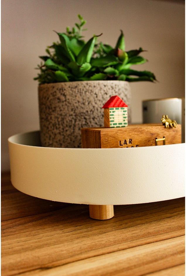 Bandeja Luxo em Metal Branco -2-